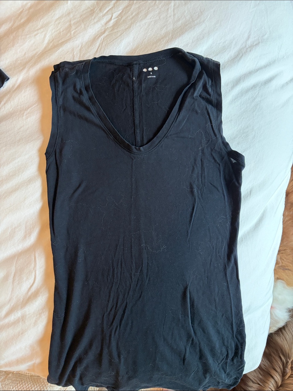 Three Dots Black V-Neck Tank Top